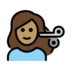 Woman Getting Haircut: Medium Skin Tone Emoji Copy Paste ― 💇🏽‍♀ - openmoji