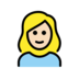 Woman: Light Skin Tone, Blond Hair Emoji Copy Paste ― 👱🏻‍♀ - openmoji