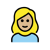 Woman: Medium-light Skin Tone, Blond Hair Emoji Copy Paste ― 👱🏼‍♀ - openmoji