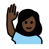 Woman Raising Hand: Dark Skin Tone Emoji Copy Paste ― 🙋🏿‍♀ - openmoji