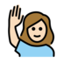 Woman Raising Hand: Light Skin Tone Emoji Copy Paste ― 🙋🏻‍♀ - openmoji
