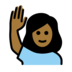 Woman Raising Hand: Medium-dark Skin Tone Emoji Copy Paste ― 🙋🏾‍♀ - openmoji