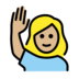 Woman Raising Hand: Medium-light Skin Tone Emoji Copy Paste ― 🙋🏼‍♀ - openmoji