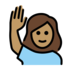 Woman Raising Hand: Medium Skin Tone Emoji Copy Paste ― 🙋🏽‍♀ - openmoji
