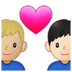 Couple With Heart: Man, Man, Medium-light Skin Tone, Light Skin Tone Emoji Copy Paste ― 👨🏼‍❤️‍👨🏻 - samsung