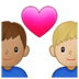 Couple With Heart: Man, Man, Medium Skin Tone, Medium-light Skin Tone Emoji Copy Paste ― 👨🏽‍❤️‍👨🏼 - samsung