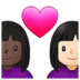 Couple With Heart: Woman, Woman, Dark Skin Tone, Light Skin Tone Emoji Copy Paste ― 👩🏿‍❤️‍👩🏻 - samsung