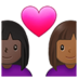 Couple With Heart: Woman, Woman, Dark Skin Tone, Medium-dark Skin Tone Emoji Copy Paste ― 👩🏿‍❤️‍👩🏾 - samsung