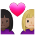 Couple With Heart: Woman, Woman, Dark Skin Tone, Medium-light Skin Tone Emoji Copy Paste ― 👩🏿‍❤️‍👩🏼 - samsung