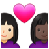 Couple With Heart: Woman, Woman, Light Skin Tone, Dark Skin Tone Emoji Copy Paste ― 👩🏻‍❤️‍👩🏿 - samsung