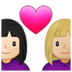 Couple With Heart: Woman, Woman, Light Skin Tone, Medium-light Skin Tone Emoji Copy Paste ― 👩🏻‍❤️‍👩🏼 - samsung