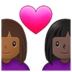 Couple With Heart: Woman, Woman, Medium-dark Skin Tone, Dark Skin Tone Emoji Copy Paste ― 👩🏾‍❤️‍👩🏿 - samsung