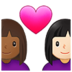 Couple With Heart: Woman, Woman, Medium-dark Skin Tone, Light Skin Tone Emoji Copy Paste ― 👩🏾‍❤️‍👩🏻 - samsung