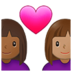 Couple With Heart: Woman, Woman, Medium-dark Skin Tone, Medium Skin Tone Emoji Copy Paste ― 👩🏾‍❤️‍👩🏽 - samsung