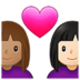Couple With Heart: Woman, Woman, Medium Skin Tone, Light Skin Tone Emoji Copy Paste ― 👩🏽‍❤️‍👩🏻 - samsung