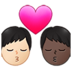 Kiss: Man, Man, Light Skin Tone, Dark Skin Tone Emoji Copy Paste ― 👨🏻‍❤️‍💋‍👨🏿 - samsung