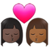Kiss: Woman, Woman, Dark Skin Tone, Medium-dark Skin Tone Emoji Copy Paste ― 👩🏿‍❤️‍💋‍👩🏾 - samsung
