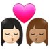 Kiss: Woman, Woman, Light Skin Tone, Medium Skin Tone Emoji Copy Paste ― 👩🏻‍❤️‍💋‍👩🏽 - samsung