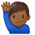 Man Raising Hand: Medium-dark Skin Tone Emoji Copy Paste ― 🙋🏾‍♂ - samsung