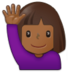 Woman Raising Hand: Medium-dark Skin Tone Emoji Copy Paste ― 🙋🏾‍♀ - samsung