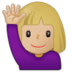 Woman Raising Hand: Medium-light Skin Tone Emoji Copy Paste ― 🙋🏼‍♀ - samsung